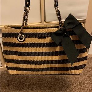 Kate Spade black and tan straw bag